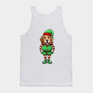 Golden Retriever Christmas Elf Tank Top